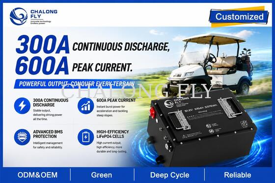 48V High-Current LiFePO4 Golf Cart Battery 105Ah and 160Ah for Heavy Load and Hill Climbing