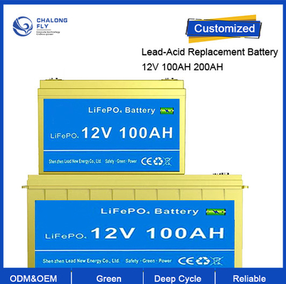 OEM ODM LiFePO4 bateria litowa 12.8V 100AH ​​200AH wymienna bateria kwasowo-ołowiowa akumulator z wbudowanym BMS