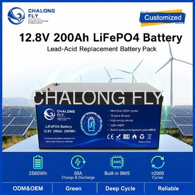 Niestandardowy akumulator LiFePO4 12,8V 200Ah z BMS do przenośnego zasilania i magazynowania energii słonecznej